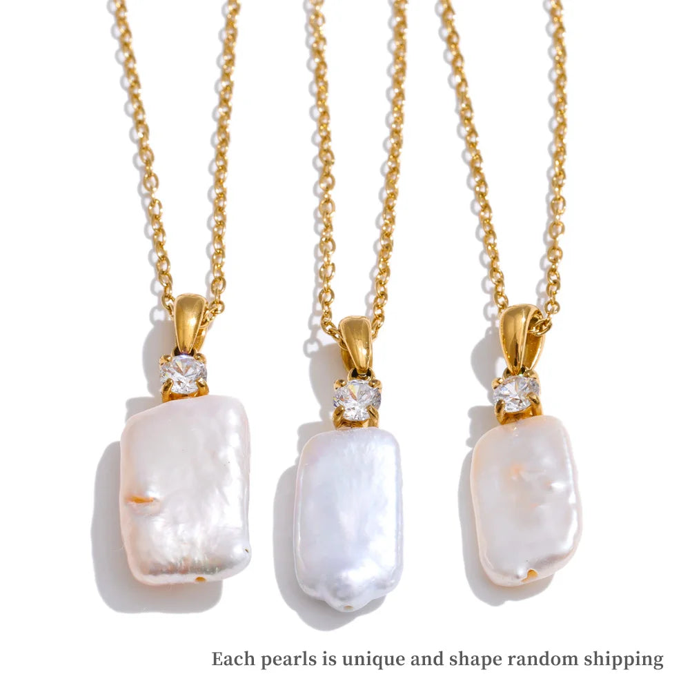 Baroque Natural Freshwater Pearl Rectangle Pendant