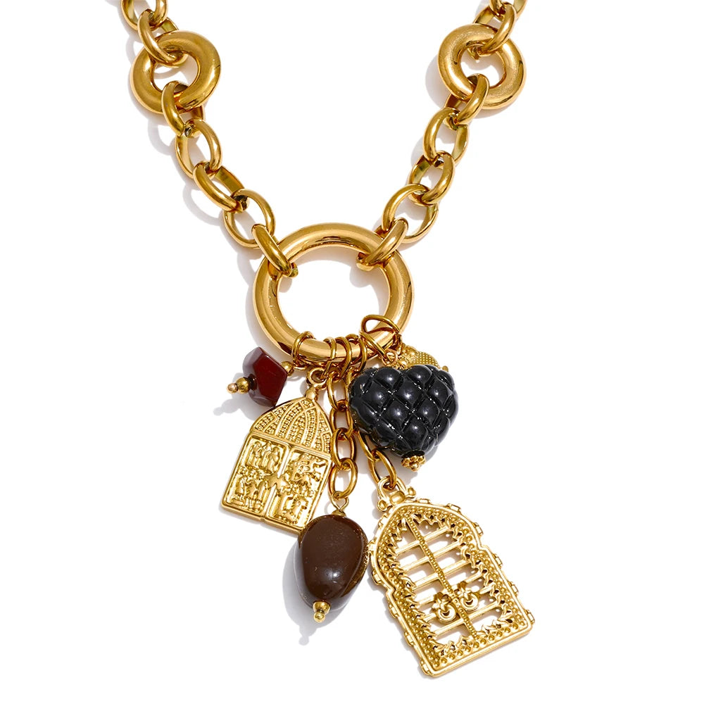 Resin Heart Geometric Charm Pendant