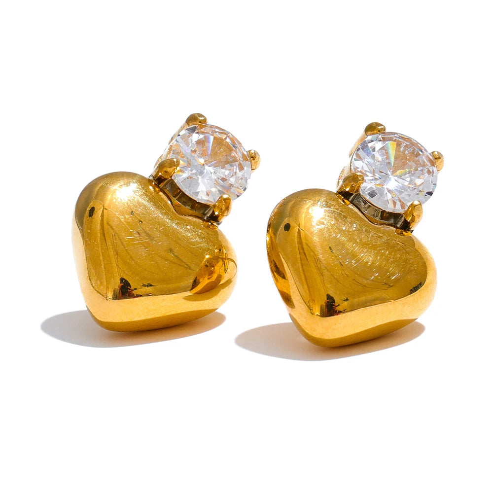 Heart Stud Earrings Bling