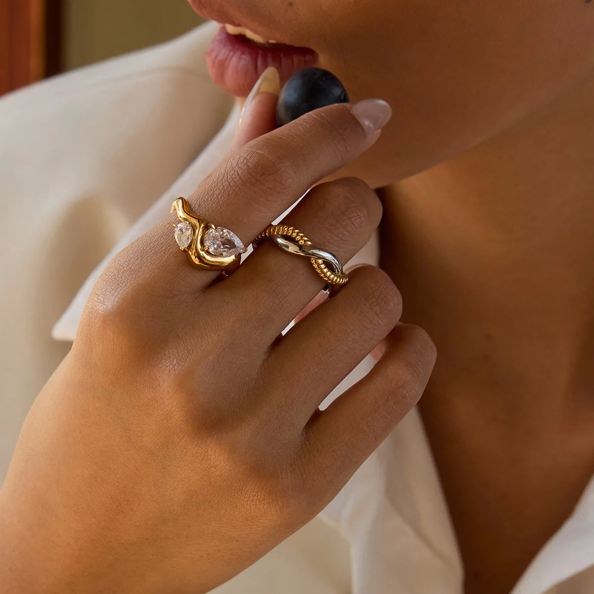 18k Gold Plated Dainty Teardrop Ring
