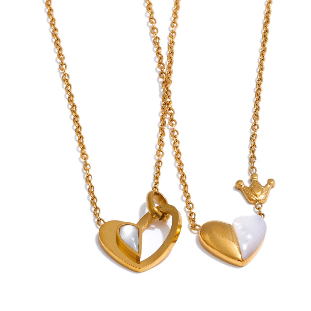 Dainty Heat Love Natural Shell Pendant