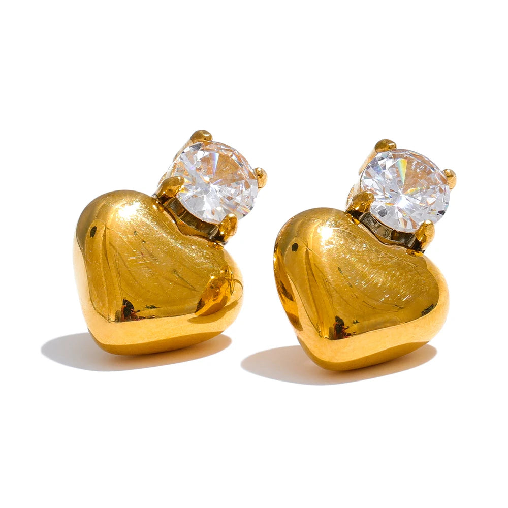 Heart Stud Earrings Bling