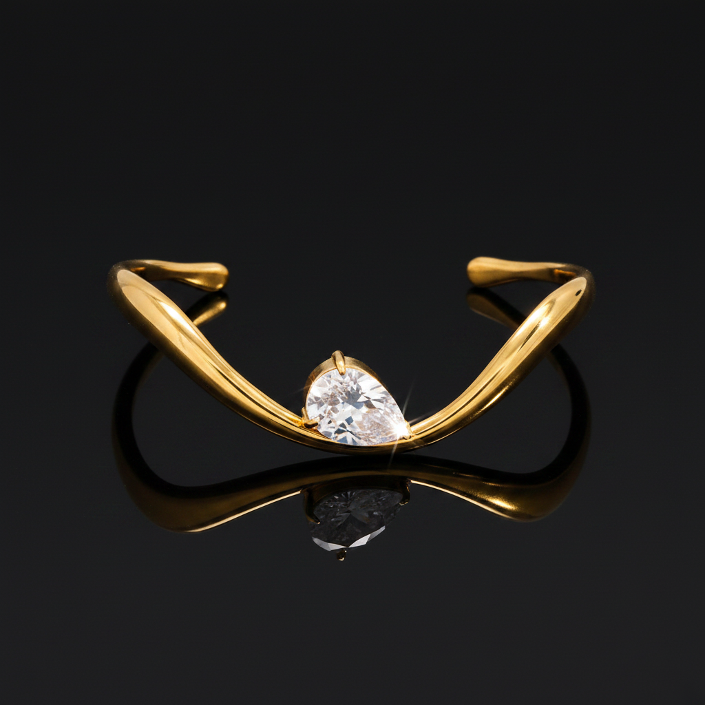 18k Gold Plated Wave Cuff Bracelet