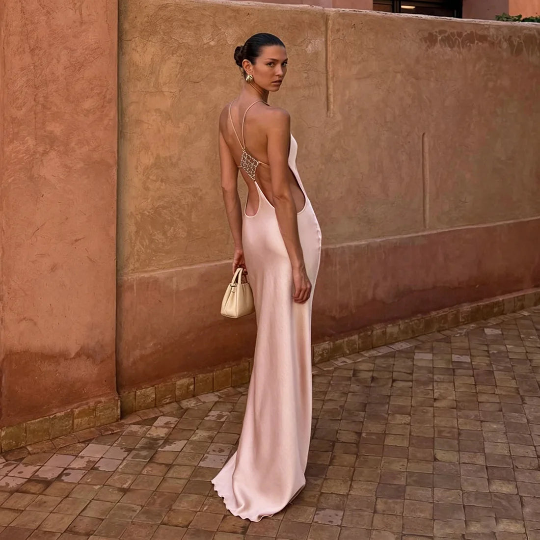 Cryptographic Rhinestone Long Dress