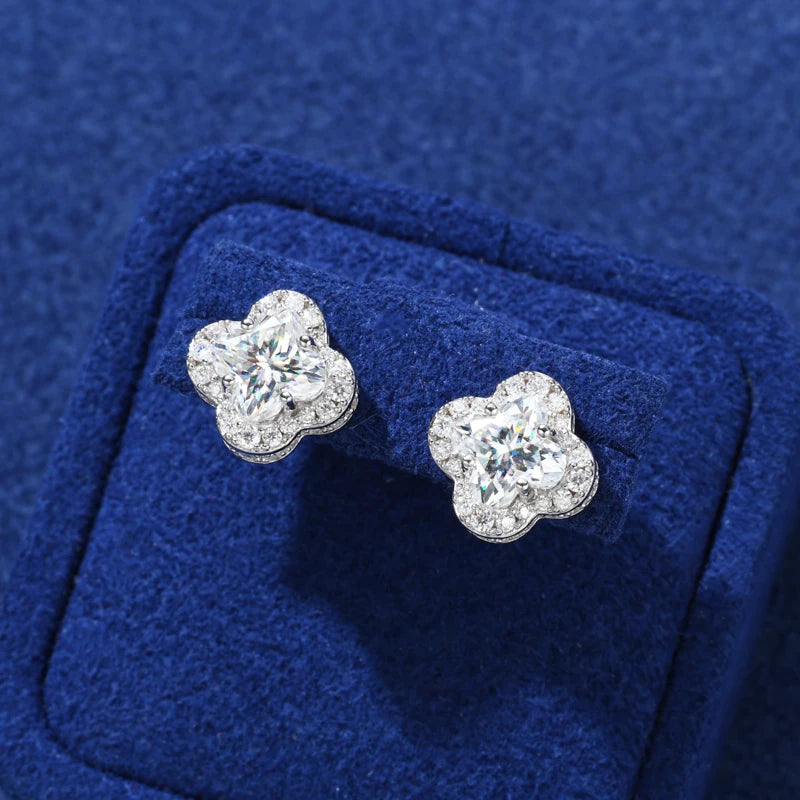 Four Leaf Clover Cut Moissanite S925 Sterling Silver EARRINGS
