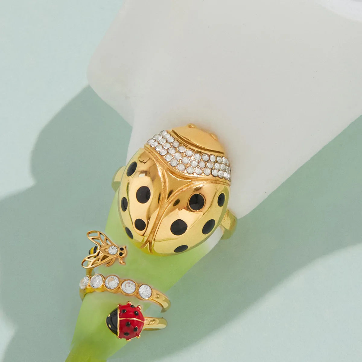 18k Gold Plated Ladybug Bee Ring