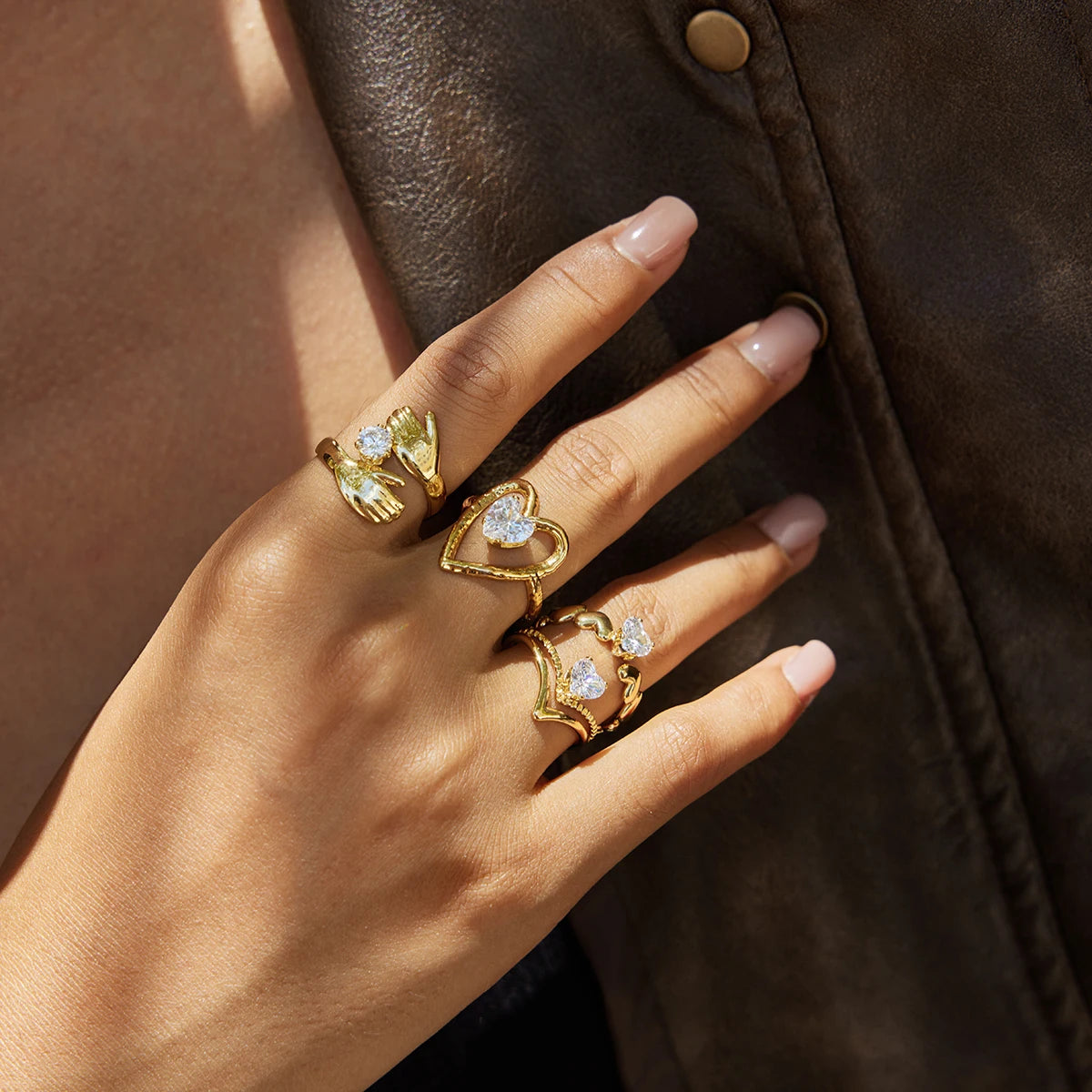 18K Gold Color Hollow Irregular Open Ring