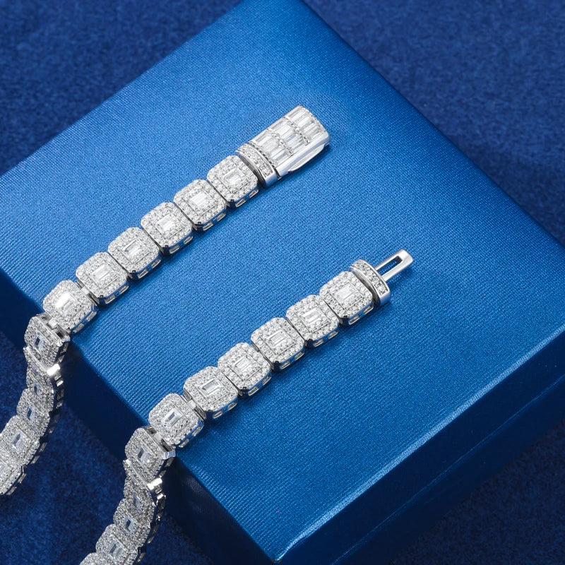 Square Halo Moissanite Tennis Bracelet