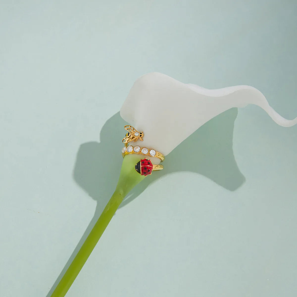 18k Gold Plated Ladybug Bee Ring