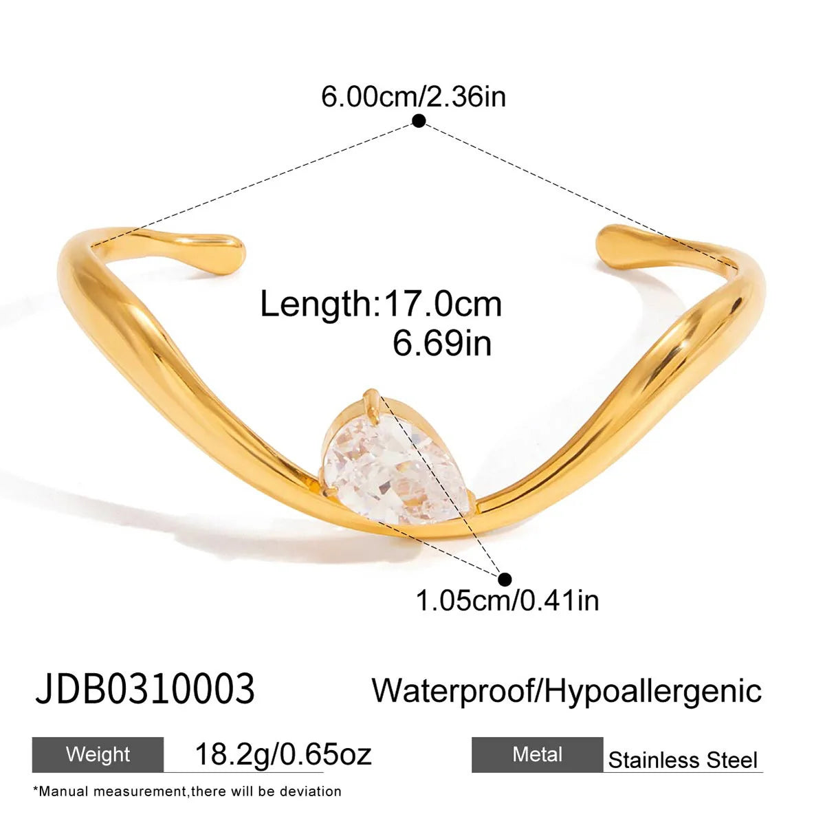 18k Gold Plated Wave Cuff Bracelet