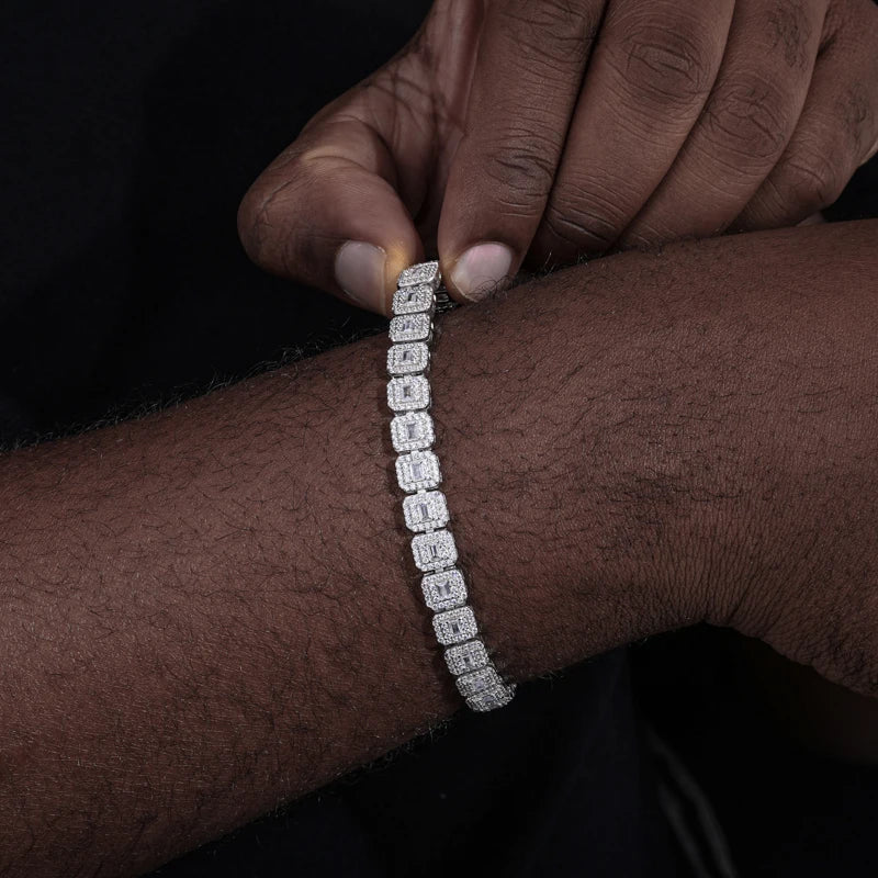 Square Halo Moissanite Tennis Bracelet