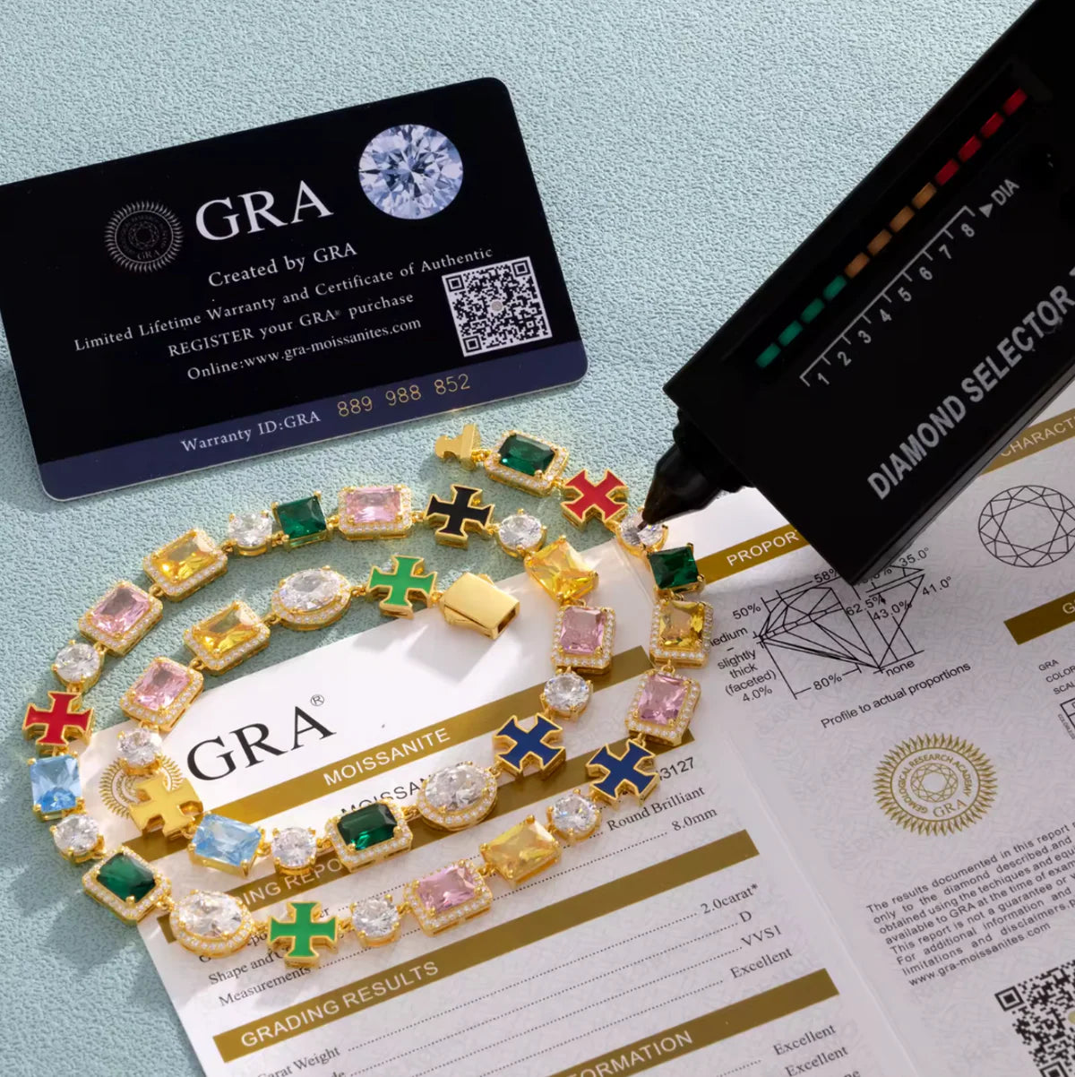 Cioz Blue Baguette Tennis Necklace