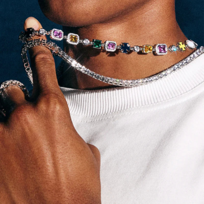 Cioz Blue Baguette Tennis Necklace