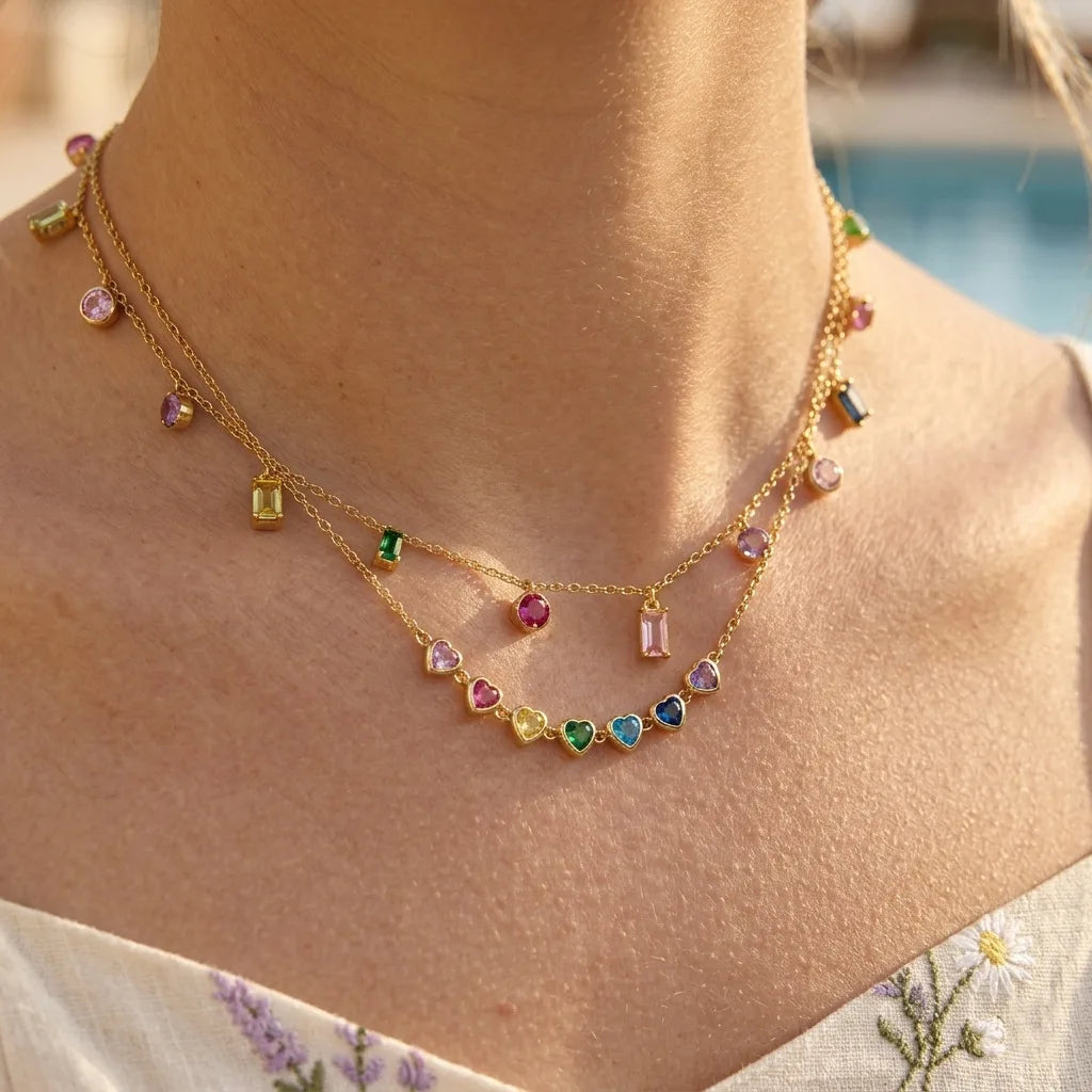 18k Gold Plated Heart Choker Necklace
