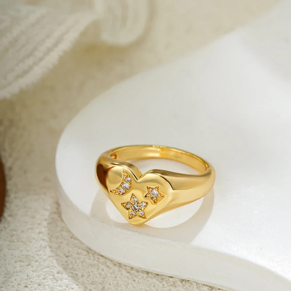 18K Gold Plated Chunky Love Heart Ring