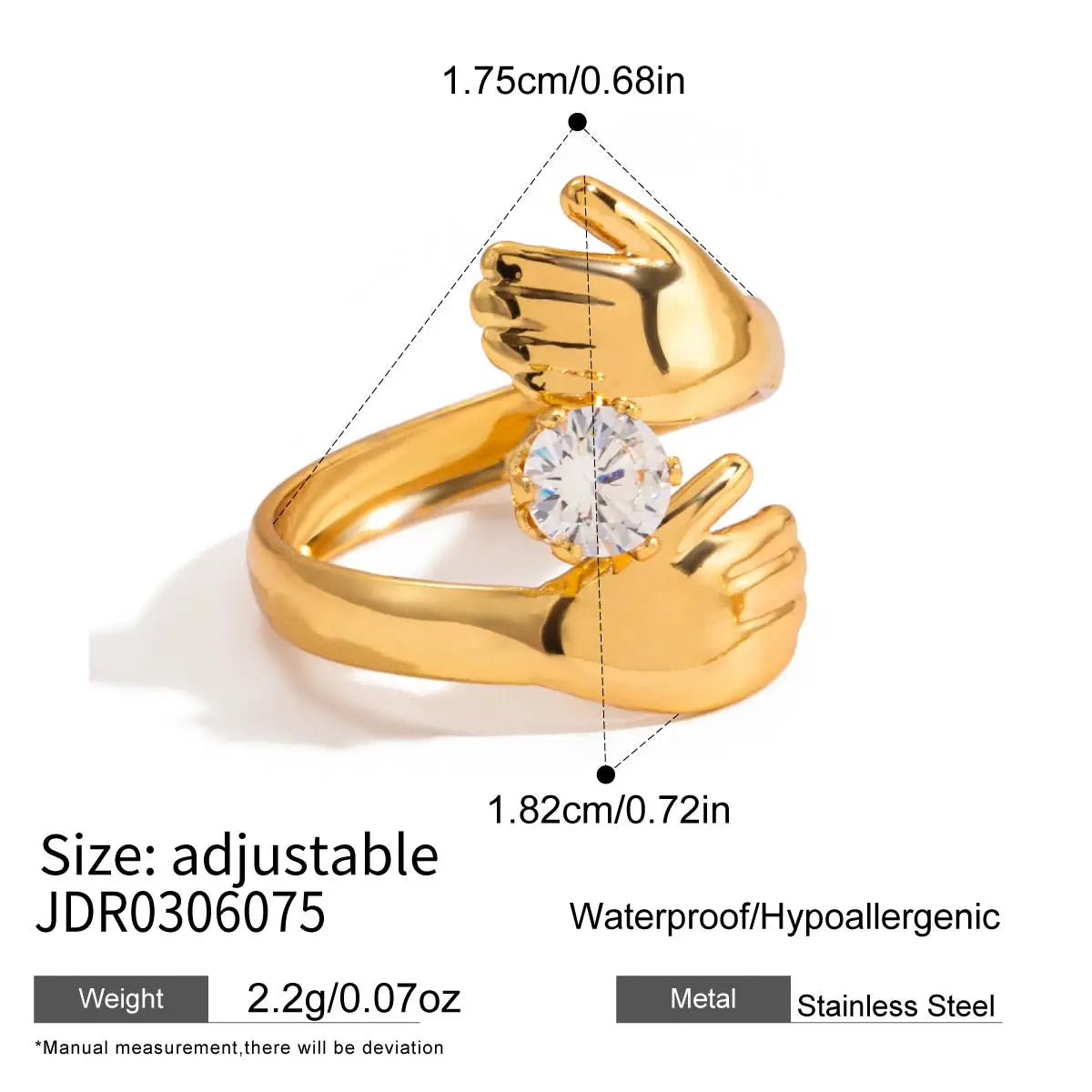 18K Gold Color Hollow Irregular Open Ring