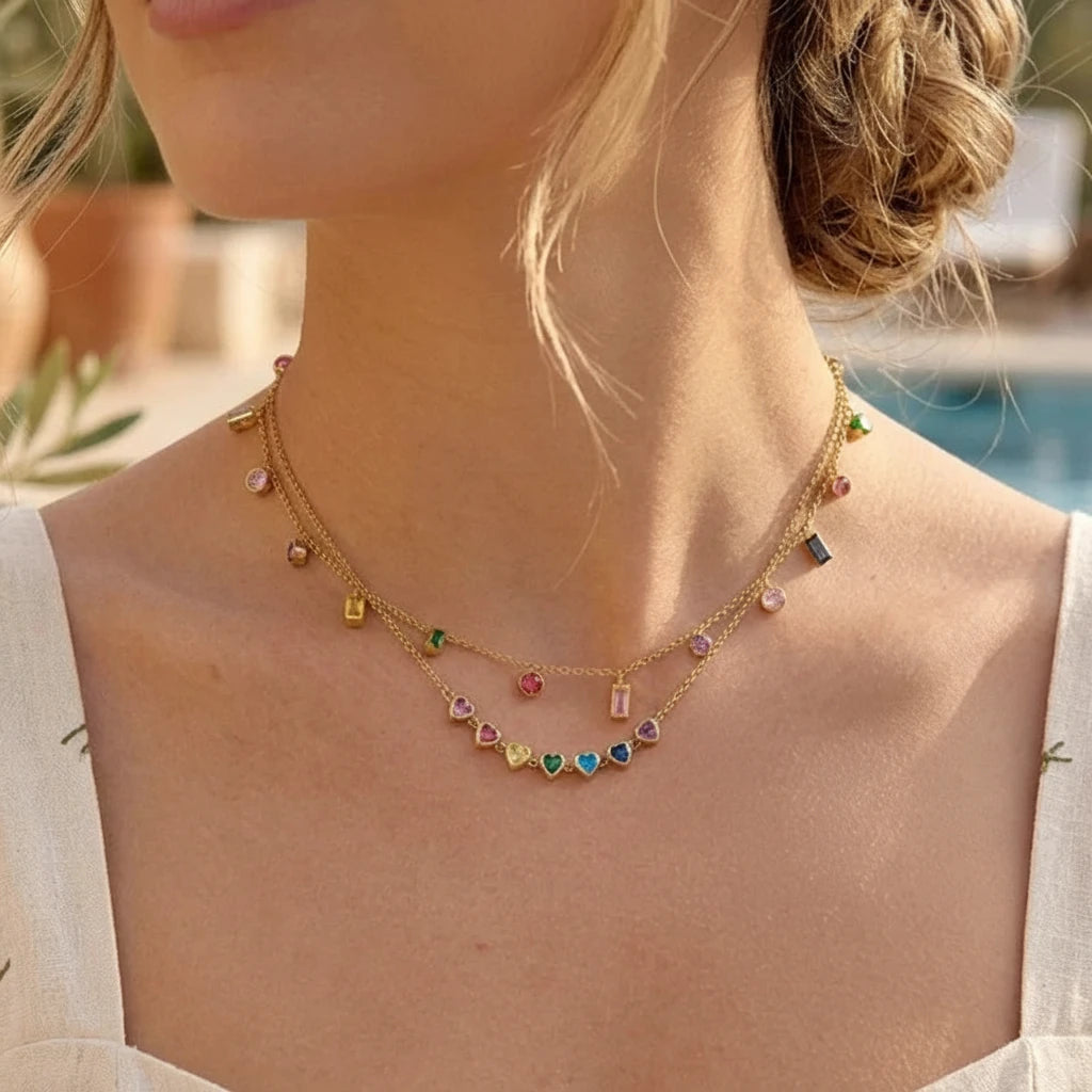 18k Gold Plated Heart Choker Necklace