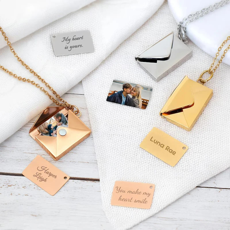 Custom Envelope Photo Necklace