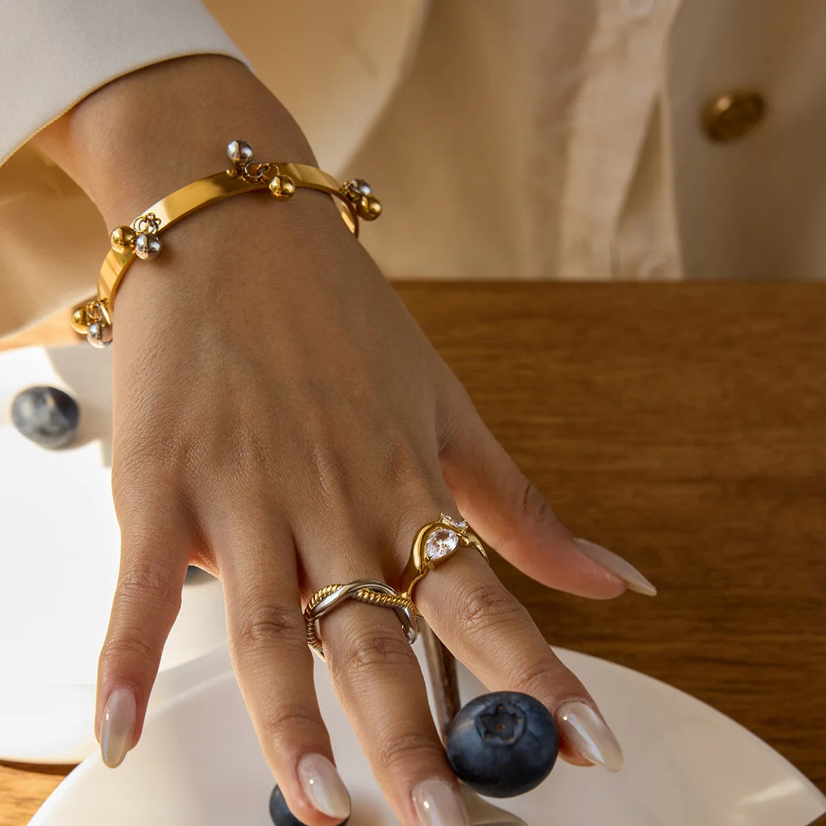 18k Gold Plated Dainty Teardrop Ring