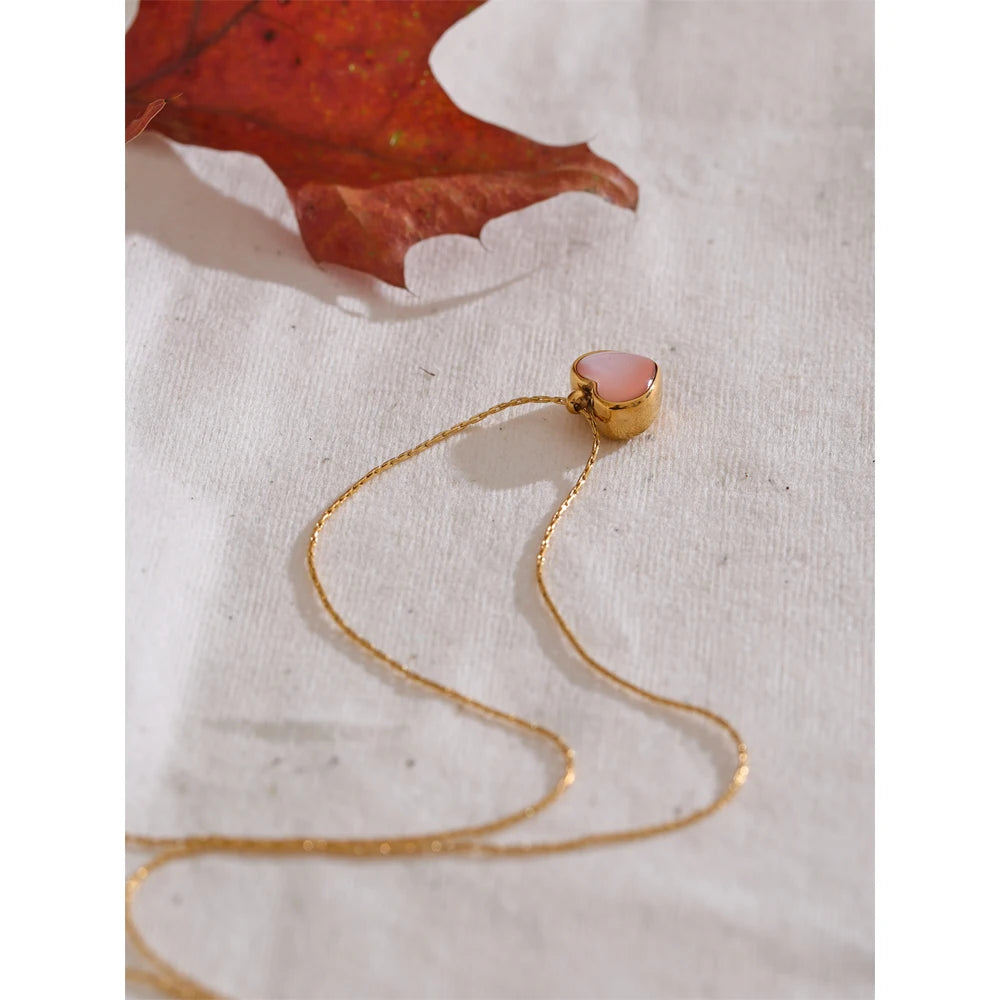 Pink Shell Heart Thick Necklace Pendant