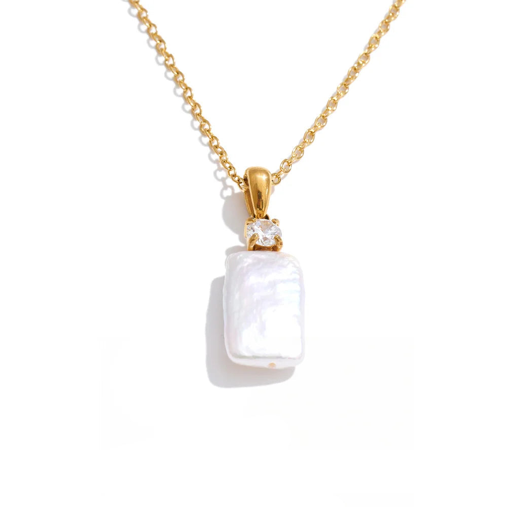 Baroque Natural Freshwater Pearl Rectangle Pendant