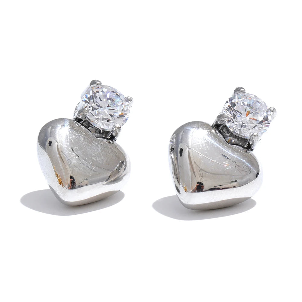 Heart Stud Earrings Bling
