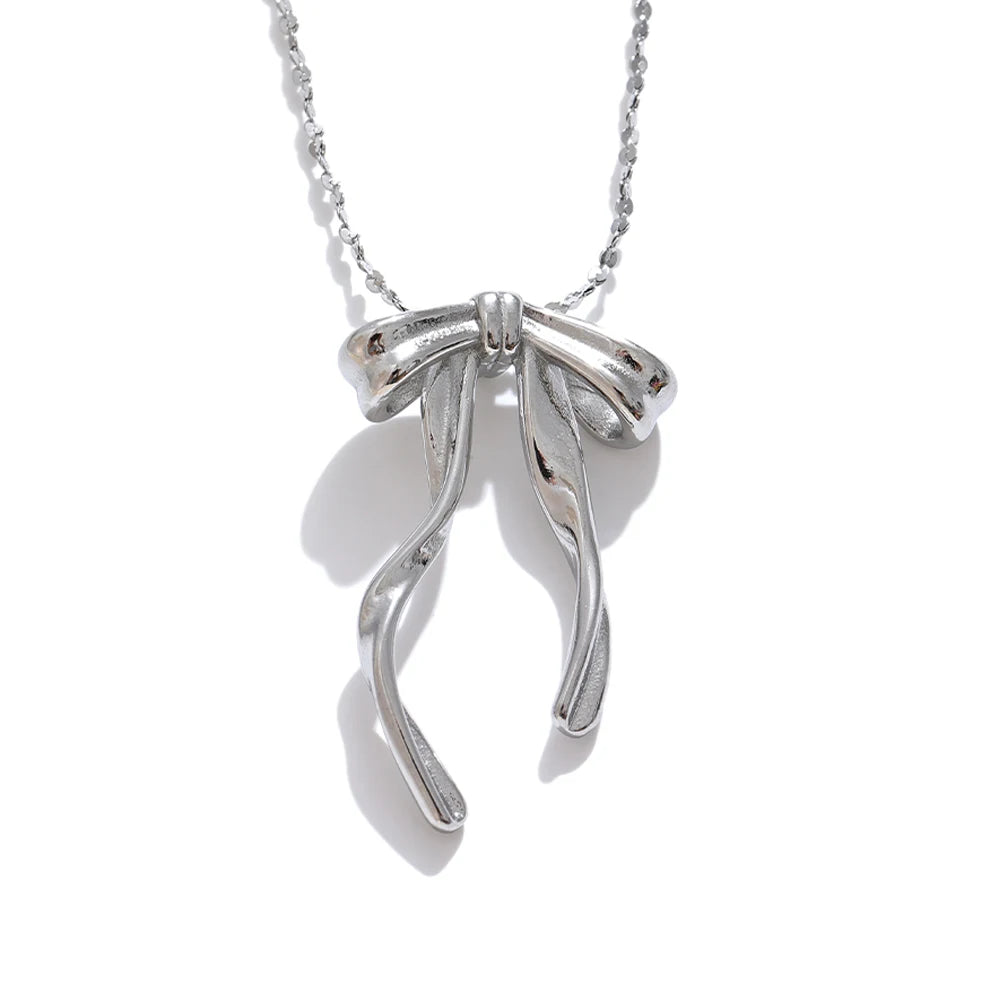 Bow Knot Necklace Pendant 18K Gold & Platinum PVD Plated