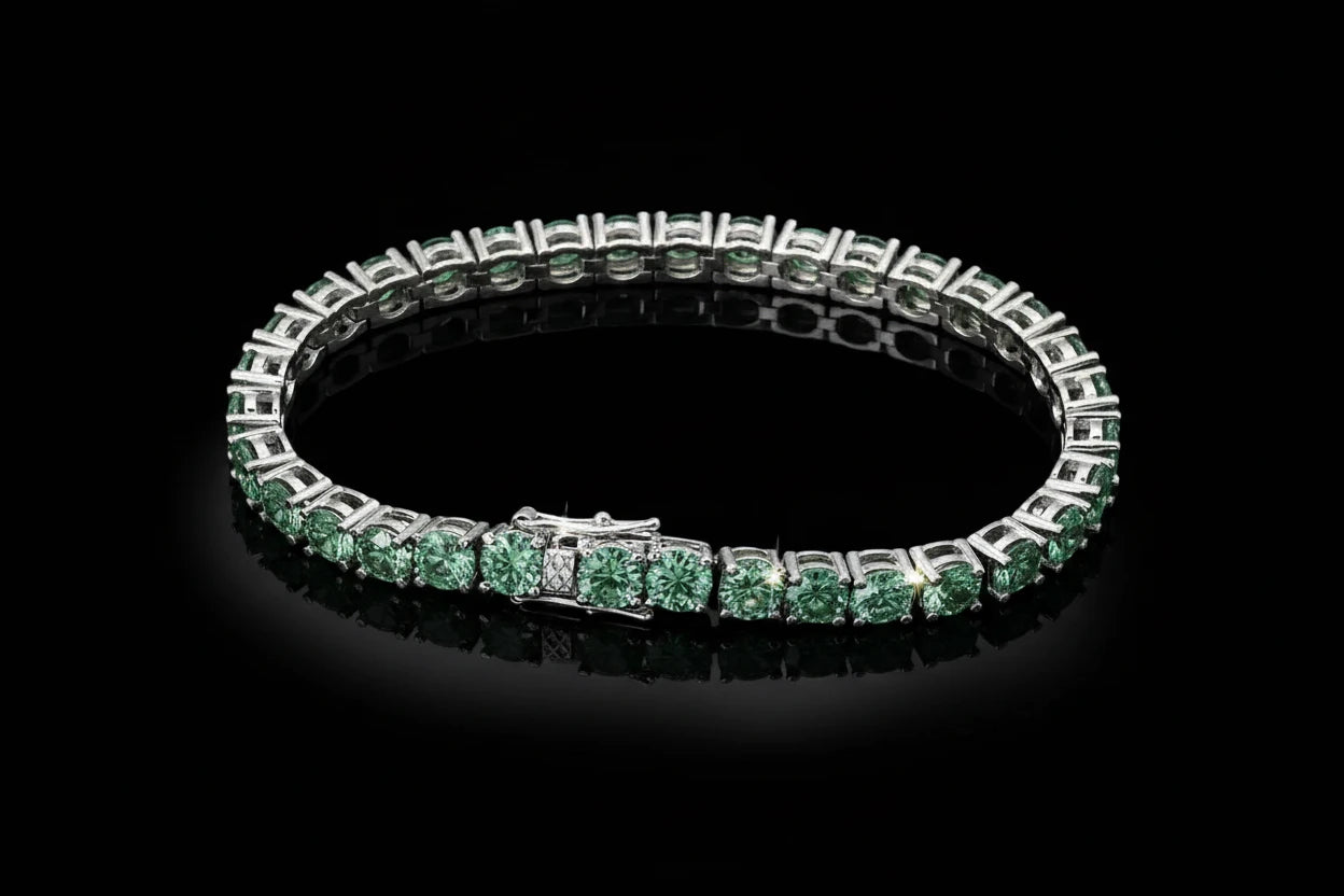 Blue Green Moissanite Tennis Bracelet