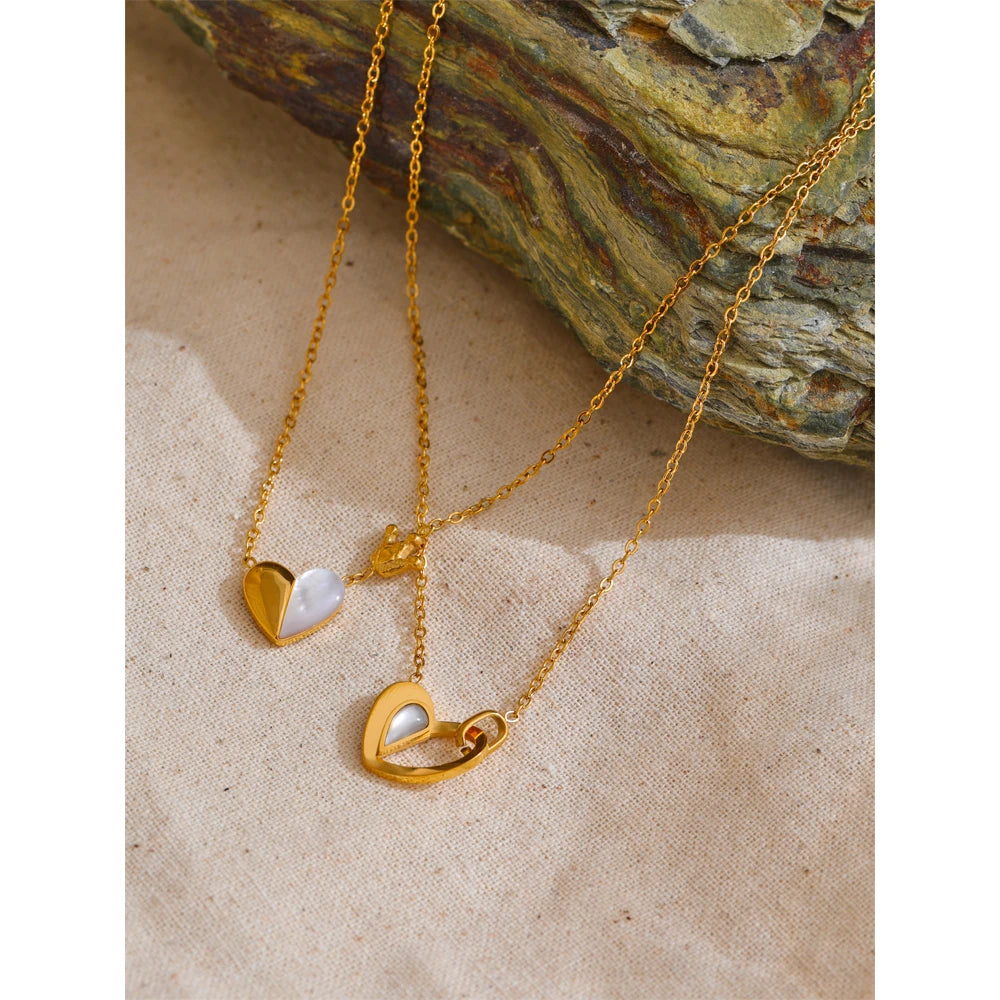 Dainty Heat Love Natural Shell Pendant