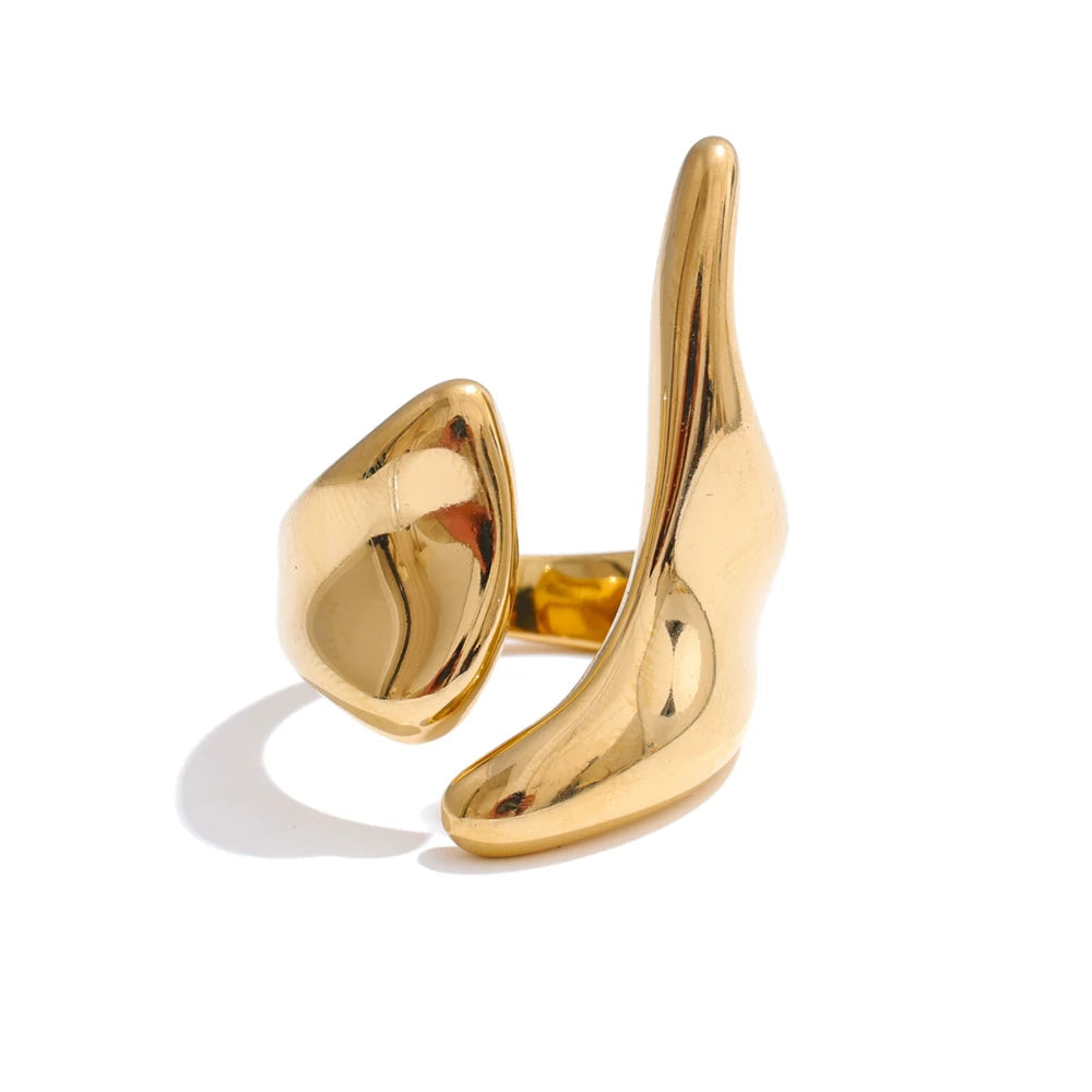 PVD Plated Geometric Adjustable Creative Ring